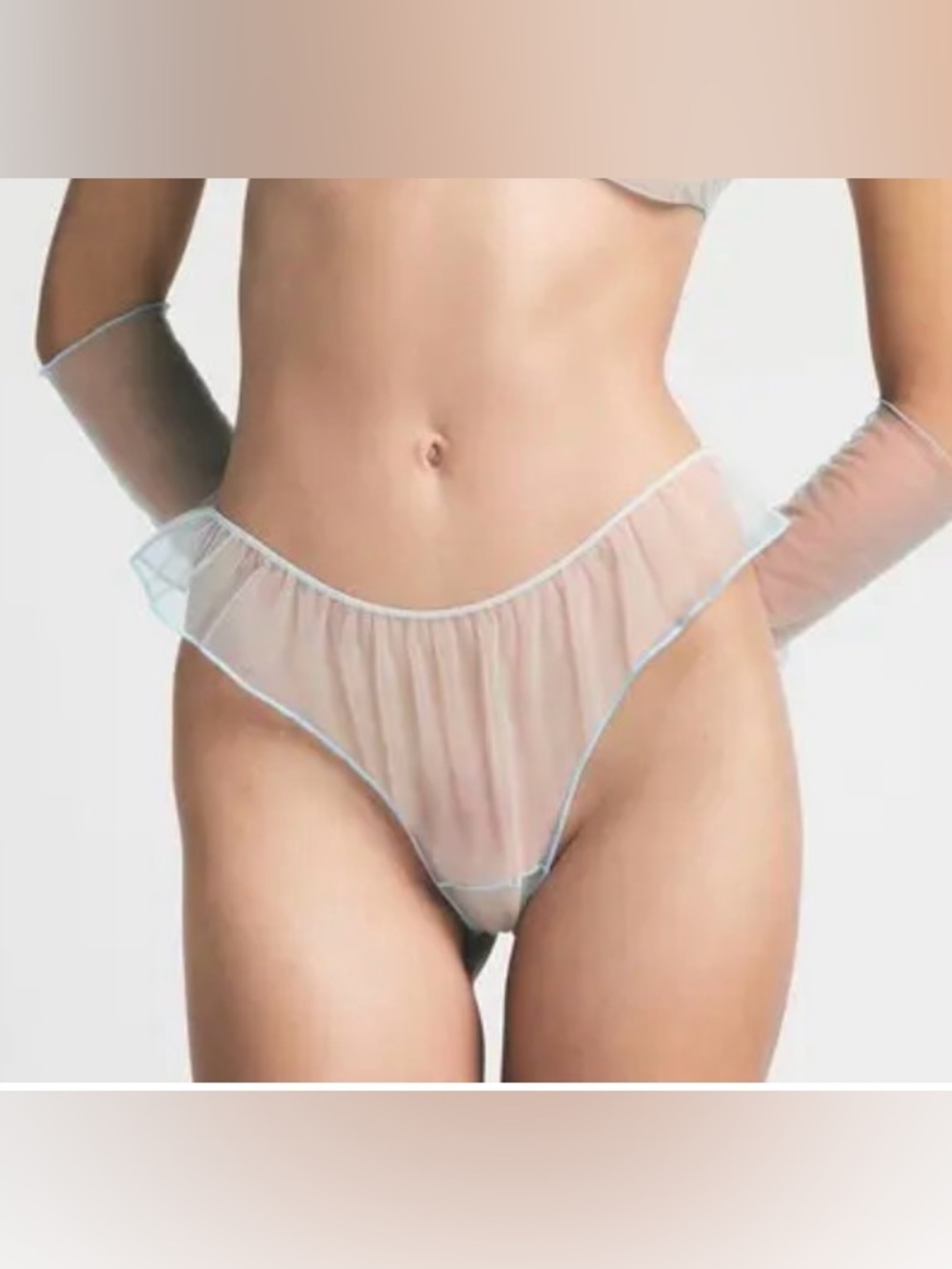 ☁️ RARE SKIMS Tulle Thong • Platinum Contrast • XS • NWT ✨💎🎀